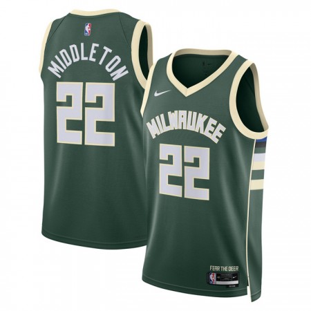 Muške NBA Dres Milwaukee Bucks Khris Middleton 22 Nike 2022-23 Icon Edition Zelena Swingman